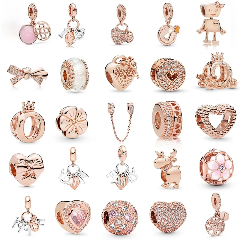 New Hot Sale 100% 925 Sterling Silver Rose gold series Charm bead Fit Original Pandora Bracelet DIY Jewelry For Women
New Hot Sale 100% 925 Sterling Silver Rose gold series Charm bead Fit Original Pandora Bracelet DIY Jewelry For Women