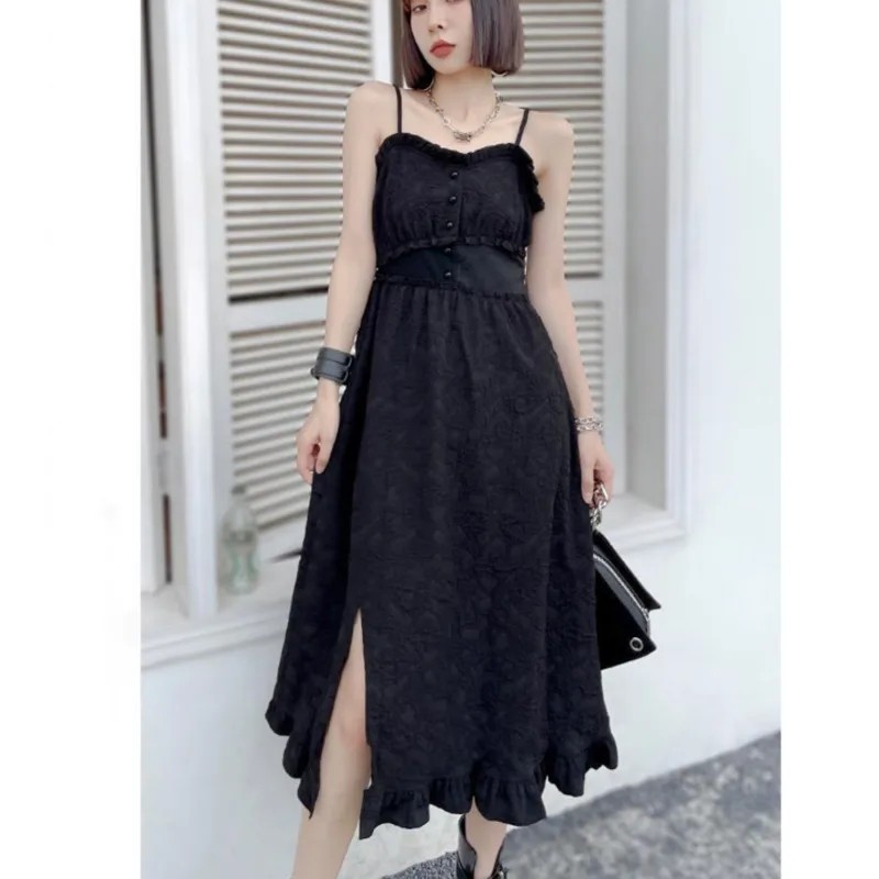 XUXI Black Suspender Dress Female 2021 New Spring Summer Irregular Long Skirt Split Over The Knee Skirt E1764
XUXI Black Suspender Dress Female 2021 New Spring Summer Irregular Long Skirt Split Over The Knee Skirt E1764