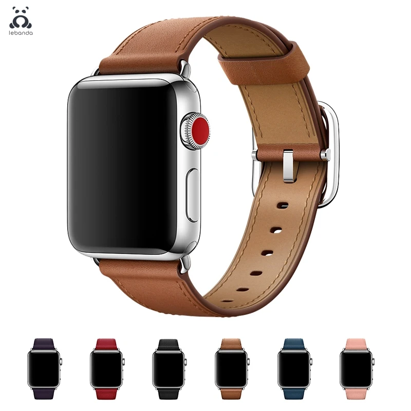 Leband ремешок для часов apple watch 5 4 3 кожаный iwatch 40 мм 44 Классическая Пряжка