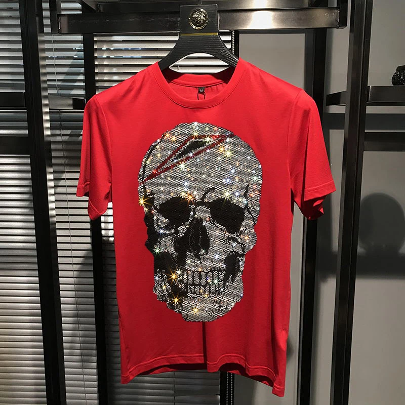 Hot Rhinestone Skull Men's T-Shirt Trend Slim Handsome Mercerized Cotton Large Size Summer Casual SportsShirt Top
Hot Rhinestone Skull Men's T-Shirt Trend Slim Handsome Mercerized Cotton Large Size Summer Casual SportsShirt Top