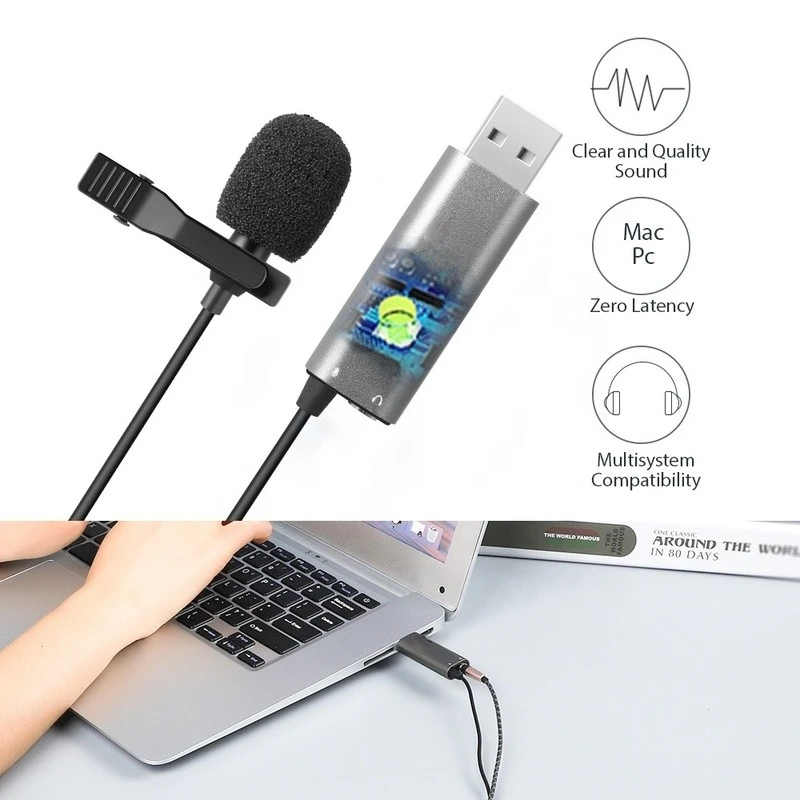 OCKERED Lavalier Clip-on Condenser Computer Microphones plug and play USB Condenser Tie Clip Lapel Mic for Phone for Laptop PC 
OCKERED Lavalier Clip-on Condenser Computer Microphones plug and play USB Condenser Tie Clip Lapel Mic for Phone for Laptop PC