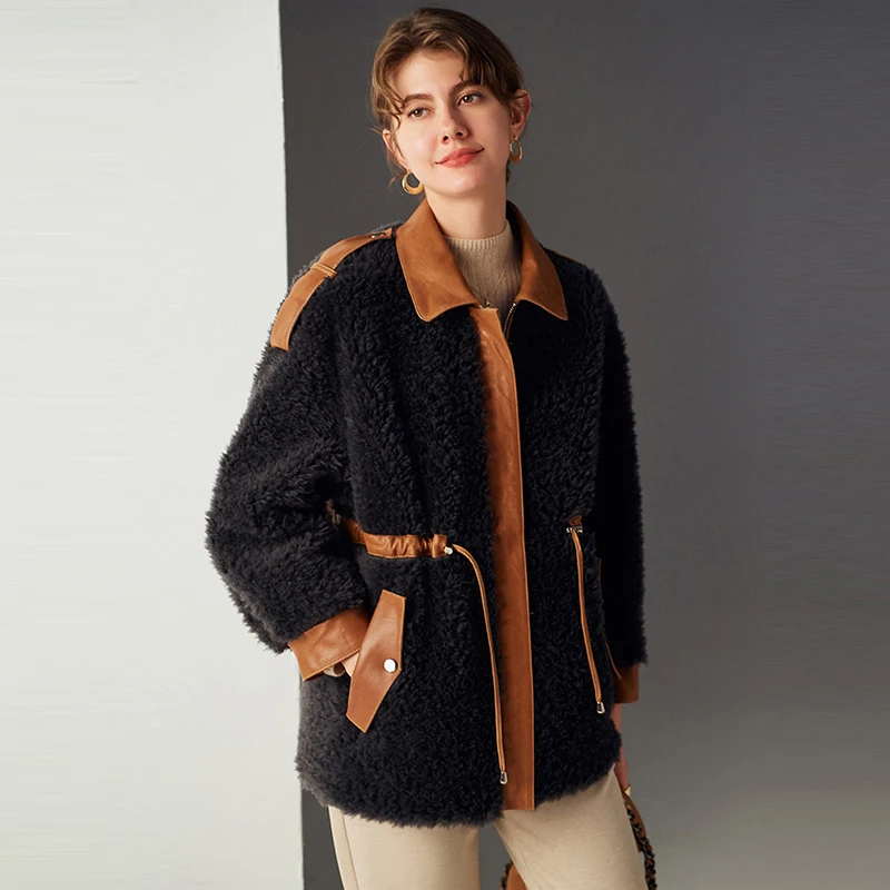 Женские пальто и куртки, зимнее плотное теплое Женское зимнее пальто из натурального меха с широкой талией и отложным воротником, шерстяное... 
Женские пальто и куртки, зимнее плотное теплое Женское зимнее пальто из натурального меха с широкой талией и отложным воротником, шерстяное...