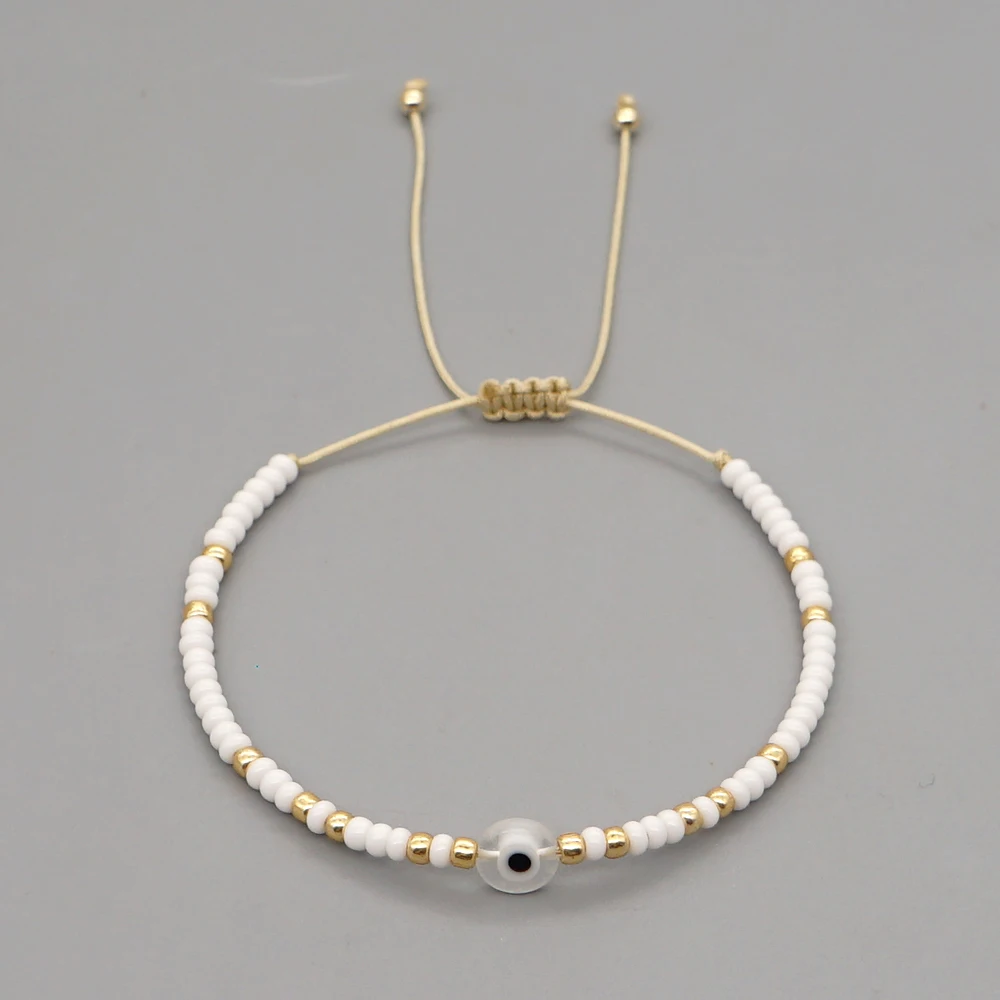 Shinus Turkish Evil Eye White Gold White Beaded Bracelet Fashion Jewelry For Women Lucky Eye Adjustable String Bracelets 
Shinus Turkish Evil Eye White Gold White Beaded Bracelet Fashion Jewelry For Women Lucky Eye Adjustable String Bracelets