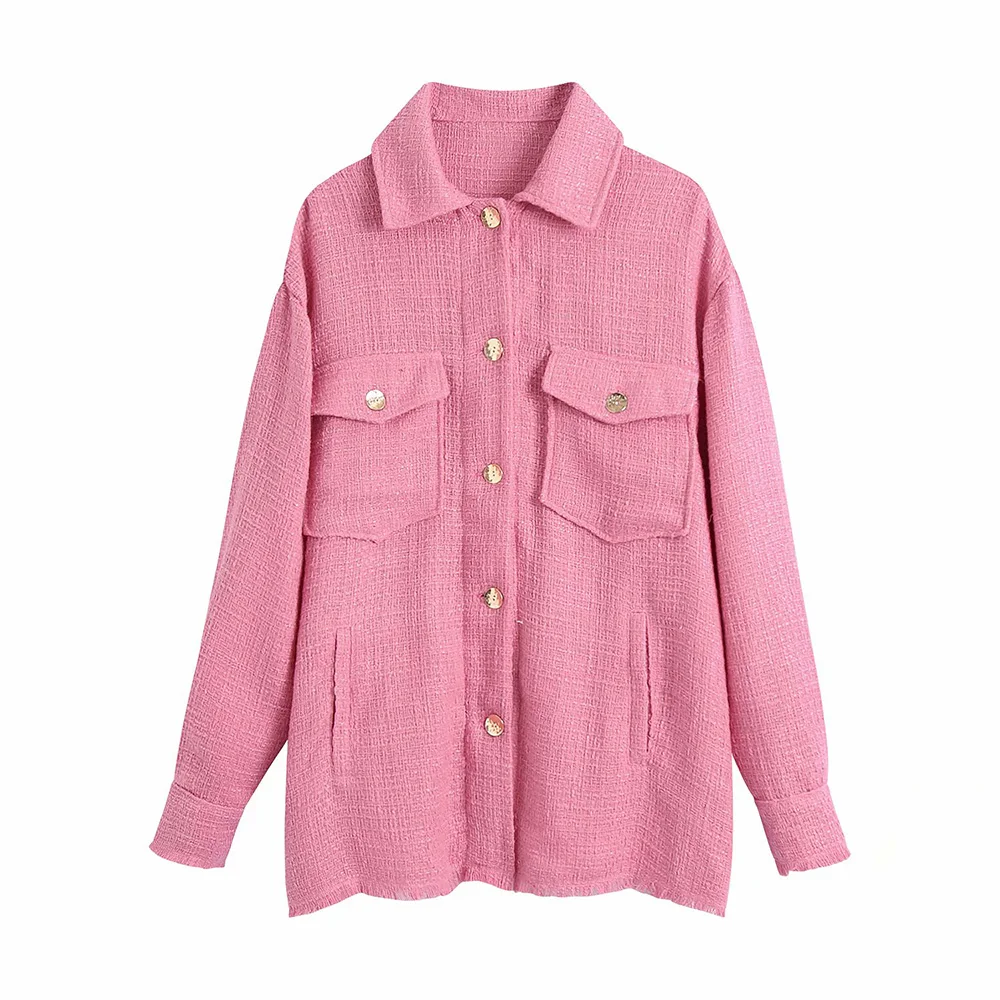 Women Fashion With Pockets Oversized Tweed Jacket Coat Vintage Long Sleeve Frayed Female Outerwear Chic Overshirts
Women Fashion With Pockets Oversized Tweed Jacket Coat Vintage Long Sleeve Frayed Female Outerwear Chic Overshirts