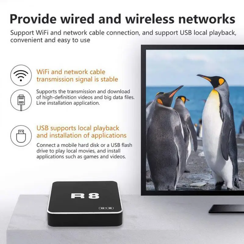 ТВ-приставка R8 4K 5G, Android, Rockchip 3228A, 2,4G, поддержка Wi-Fi, Ethernet, AV, ИК, TF-карта, цифровая ТВ-приставка
ТВ-приставка R8 4K 5G, Android, Rockchip 3228A, 2,4G, поддержка Wi-Fi, Ethernet, AV, ИК, TF-карта, цифровая ТВ-приставка