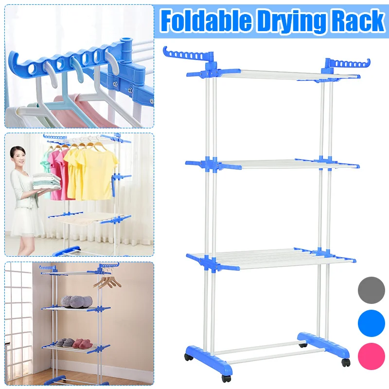 3 Tier Drying Rack Reinforced Frame Coat Rack Bedroom Clothing Storage Wardrobe Mobile Floored Portable Clothe Hanger with Wheel
3 Tier Drying Rack Reinforced Frame Coat Rack Bedroom Clothing Storage Wardrobe Mobile Floored Portable Clothe Hanger with Wheel