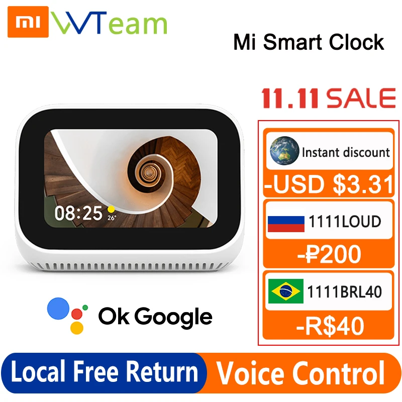Global Version Xiaomi Mi Smart Clock AI Touch Screen Display Speaker Bluetooth 5.0 Alarm Clock WiFi Connection Ok Google Control
Global Version Xiaomi Mi Smart Clock AI Touch Screen Display Speaker Bluetooth 5.0 Alarm Clock WiFi Connection Ok Google Control