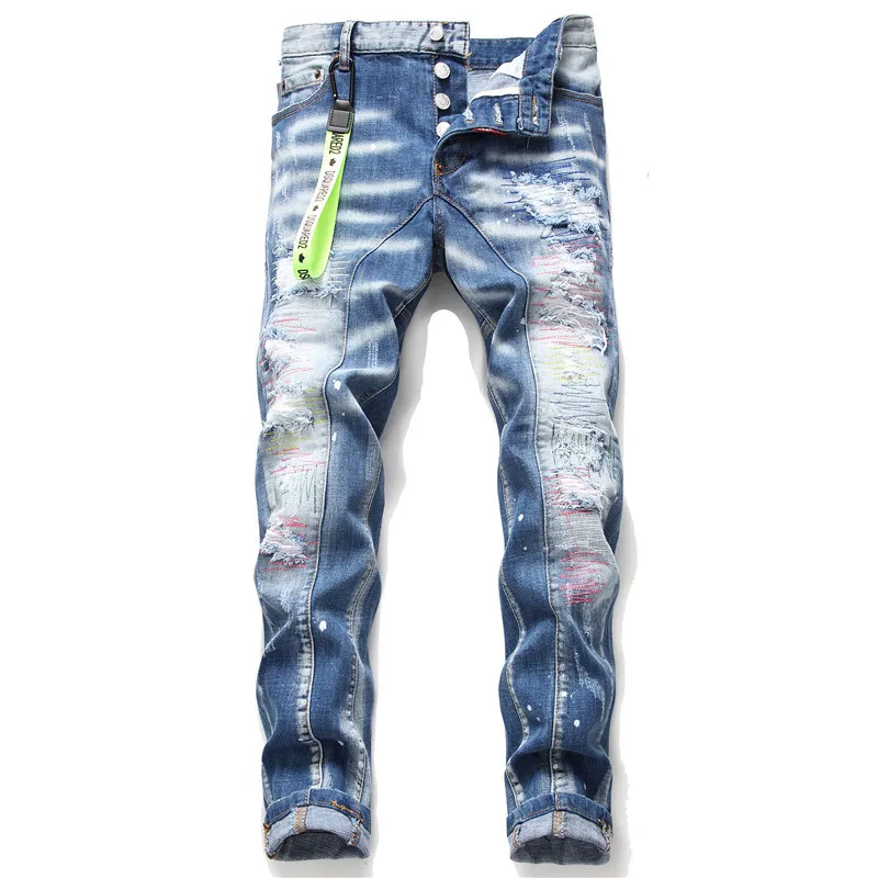 Autumn and Winter Elastic Paint Dot Feet D2 Original White Jeans Men's Hole Patch Trend International Tide Brand Trousers
Autumn and Winter Elastic Paint Dot Feet D2 Original White Jeans Men's Hole Patch Trend International Tide Brand Trousers