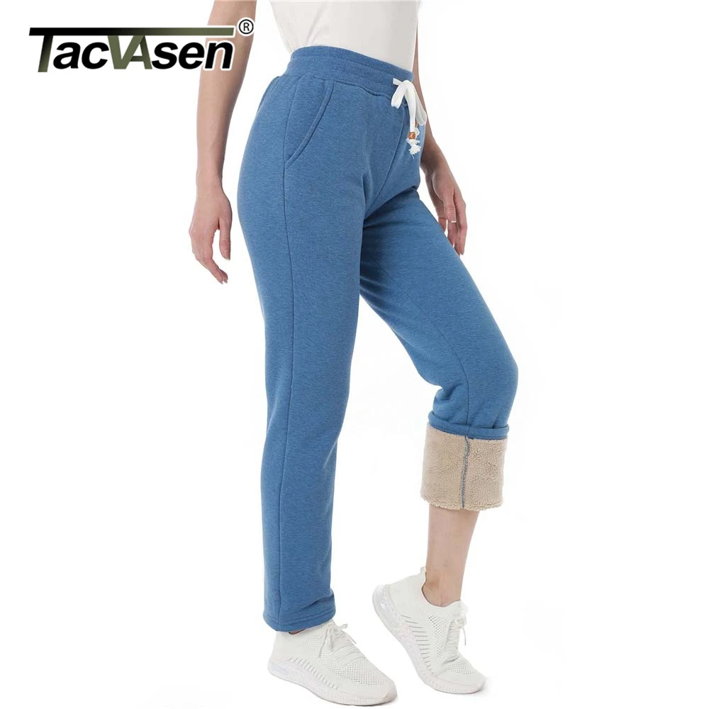 

TACVASEN Winter Fleece Lining Pants Breathable Thicken Womens Casual Long Pants Outdoor Hiking Snowboard Trousers Cotton Bottoms