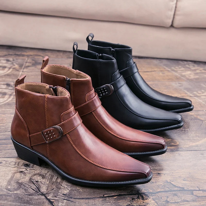Pointed Toe Leather Shoes Platform Vintage Sexy Suit Gentleman Dress Ankle Boots High Quality Breathable Wedding Chelsea Boots
Pointed Toe Leather Shoes Platform Vintage Sexy Suit Gentleman Dress Ankle Boots High Quality Breathable Wedding Chelsea Boots