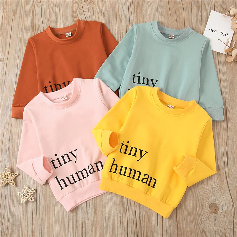 Toddler Boys Girls Loose Round Collar Long Sleeve T-shirt Solid Color Tiny Human Letter Printing Top 1-5Y Unisex Kid Baby
Toddler Boys Girls Loose Round Collar Long Sleeve T-shirt Solid Color Tiny Human Letter Printing Top 1-5Y Unisex Kid Baby