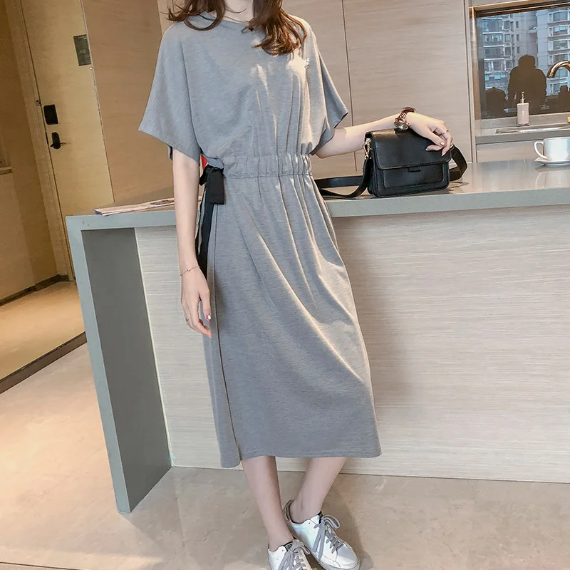 Summer Casual Solid Dress Women Sashes Waist Cotton Loose Dresses Women Pockets Mid-Calf Split Black Gray Dress Woman 2020
Summer Casual Solid Dress Women Sashes Waist Cotton Loose Dresses Women Pockets Mid-Calf Split Black Gray Dress Woman 2020