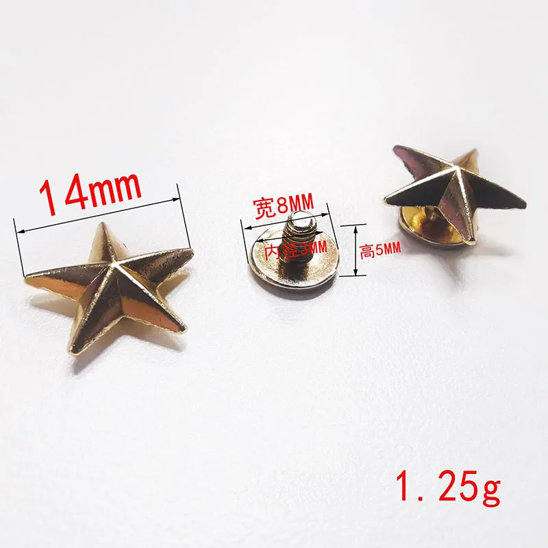 100 шт./партия 4 цвета диаметр 14 мм выпуклая пятиконечная звезда заклепка фурнитура с винтовым украшением кожаная сумка для рукоделия 
100 шт./партия 4 цвета диаметр 14 мм выпуклая пятиконечная звезда заклепка фурнитура с винтовым украшением кожаная сумка для рукоделия