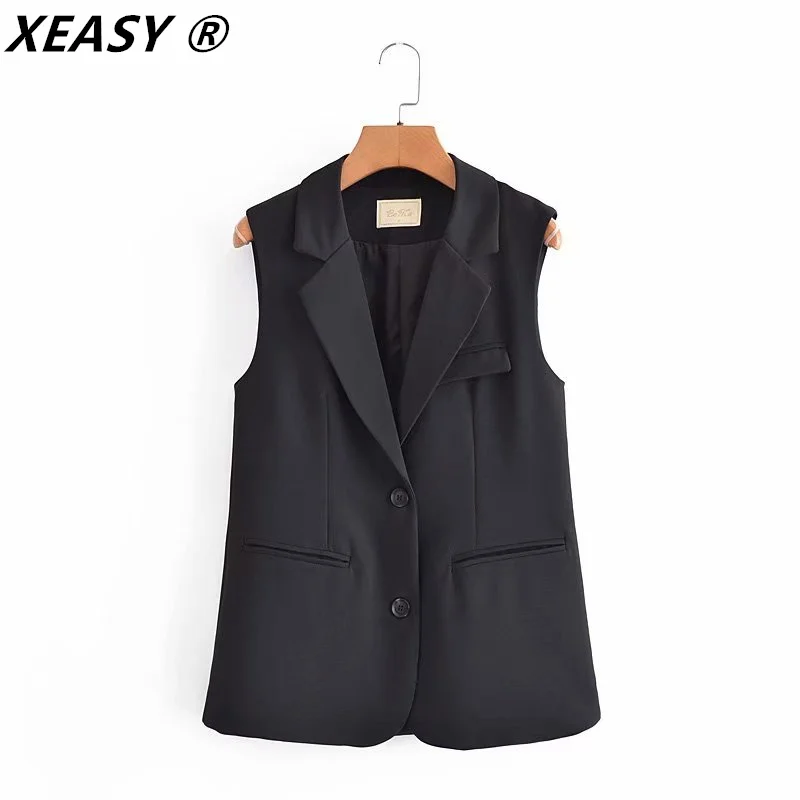 XEASY New 2021 Women Simply Sleeveless Single-Breasted Vest Jacket Office Ladies Wear Casual Suit Pockets Outwear Tops
XEASY New 2021 Women Simply Sleeveless Single-Breasted Vest Jacket Office Ladies Wear Casual Suit Pockets Outwear Tops
