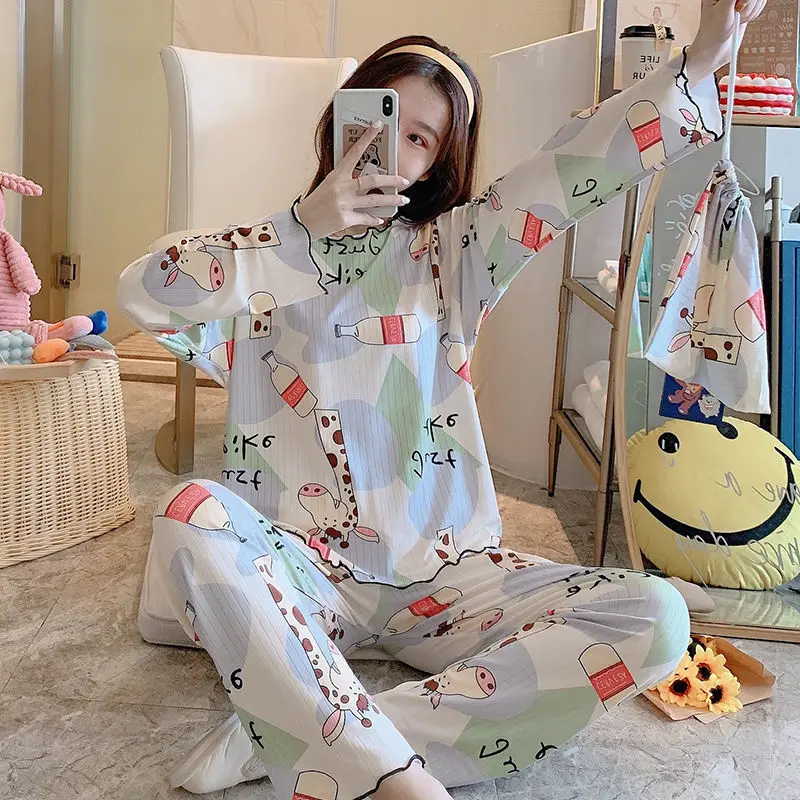 Women's Pajamas Soft Cute Sleepwear Long Sleeves Long Pants Pyjamas Autumn Spring Winter Pijamas With Storage bag
Women's Pajamas Soft Cute Sleepwear Long Sleeves Long Pants Pyjamas Autumn Spring Winter Pijamas With Storage bag