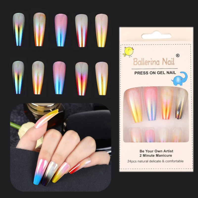 2022 Gradient Aurora Color Press on Nails Coffin with Box and Glue Full Cover Nail Tips Easy Use Fake Nails with Glue 24pcs
2022 Gradient Aurora Color Press on Nails Coffin with Box and Glue Full Cover Nail Tips Easy Use Fake Nails with Glue 24pcs