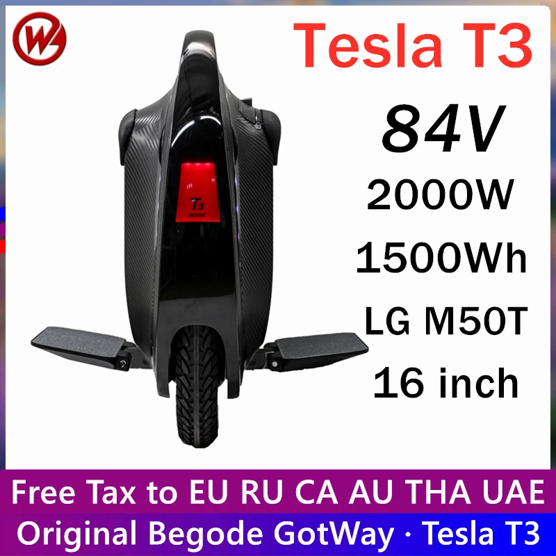 Original Begode Gotway Tesla T3 Unicycle Anti Spin Bluetooth Speaker 84V 1500Wh 2000W LG One Wheel Electric Scooter Monowheel
Original Begode Gotway Tesla T3 Unicycle Anti Spin Bluetooth Speaker 84V 1500Wh 2000W LG One Wheel Electric Scooter Monowheel