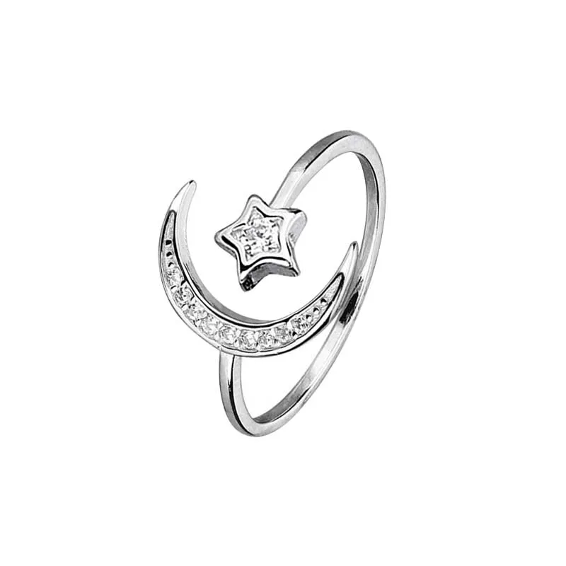 Hot 925 Sterling Silver Korean Version of The Simple Fashion Jewelry Star and Moon Micro-inlaid Female Opening Ring
Hot 925 Sterling Silver Korean Version of The Simple Fashion Jewelry Star and Moon Micro-inlaid Female Opening Ring