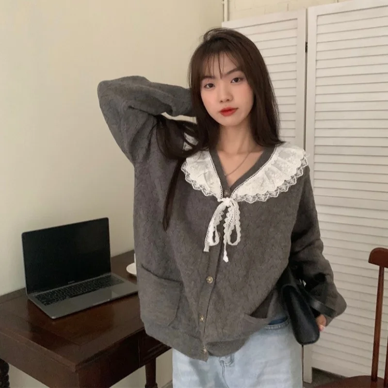 Женский кружевной свитер с воротником, Весенняя Свободная верхняя одежда в Корейском стиле, нежный очень волшебный вязаный Ретро свитер в я...
Женский кружевной свитер с воротником, Весенняя Свободная верхняя одежда в Корейском стиле, нежный очень волшебный вязаный Ретро свитер в я...