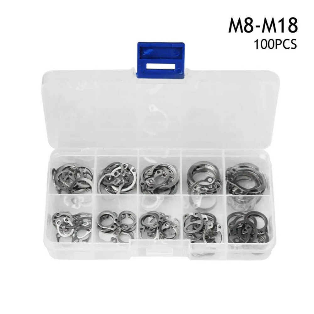 100pcs 304 Stainless Steel External Circlip Retaining Ring Assortment 8-18mm Set Circlip Retaining Ring Snap Ring Kit
100pcs 304 Stainless Steel External Circlip Retaining Ring Assortment 8-18mm Set Circlip Retaining Ring Snap Ring Kit