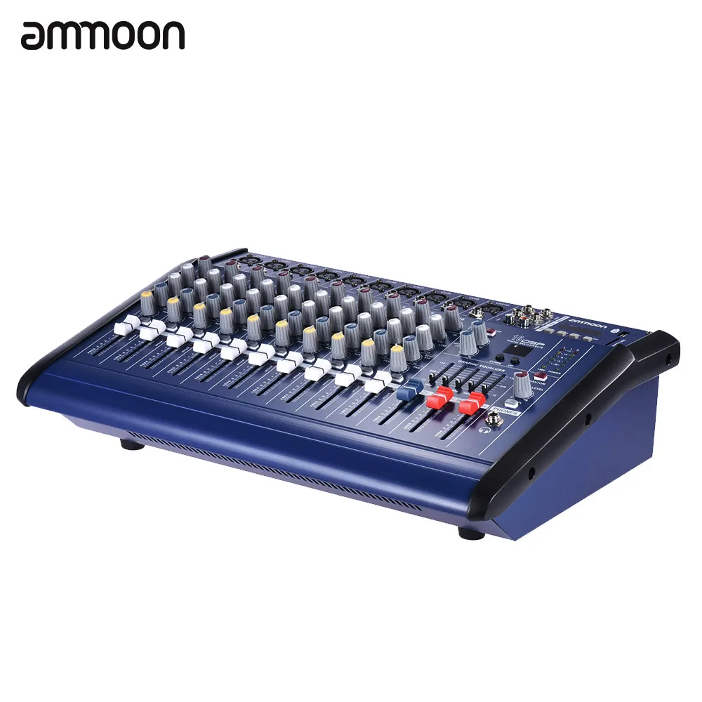 ammoon 10 Channels Powered Mixer Amplifier Digital Audio Mixing Console Amp with 48V Phantom Power USB/ SD Slot
ammoon 10 Channels Powered Mixer Amplifier Digital Audio Mixing Console Amp with 48V Phantom Power USB/ SD Slot