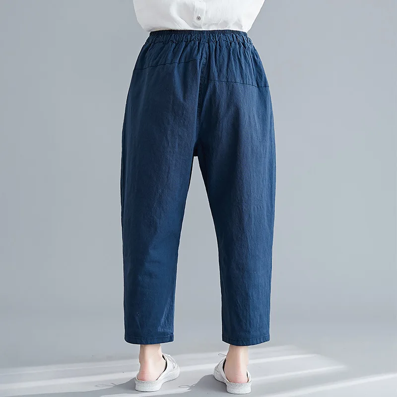 Summer 2021 New Women Cotton Linen Harem Pants Leisure Loose Elastic Waist Solid Color Ankle-length High Waist Pants
Summer 2021 New Women Cotton Linen Harem Pants Leisure Loose Elastic Waist Solid Color Ankle-length High Waist Pants