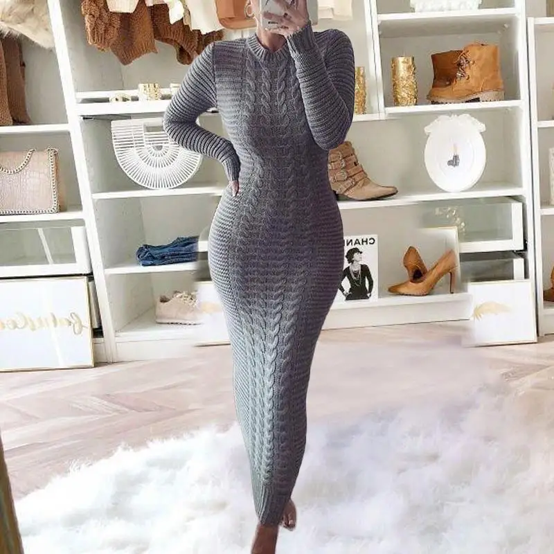 Autumn Winter Twist Sweater Dress Long Sleeve Sexy Sheath Pullover Maxi Dreeses Solid Plus Size Warm Knitted Dresses Vestidos
Autumn Winter Twist Sweater Dress Long Sleeve Sexy Sheath Pullover Maxi Dreeses Solid Plus Size Warm Knitted Dresses Vestidos