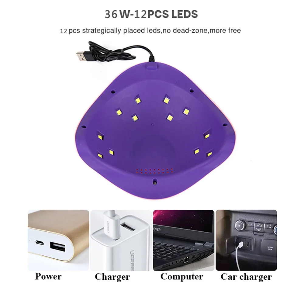 Портативная УФ-лампа для ногтей 36 Вт 12 светодиодов | Красота и здоровье
