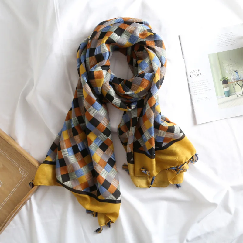 Autumn Fashion Geometric Plaid Viscose Shawl Scarf Women High Quality Wrap Warm Pashminas Stole Bufandas Muslim Hijab 180*90Cm
Autumn Fashion Geometric Plaid Viscose Shawl Scarf Women High Quality Wrap Warm Pashminas Stole Bufandas Muslim Hijab 180*90Cm