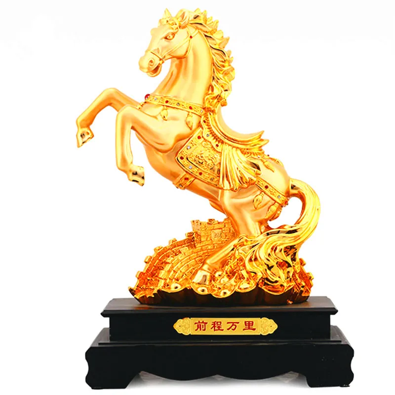 

Golden horse statue handicrafts Great Wall horse household decoration feng shui mascot opening gifts good luck Resin decoration