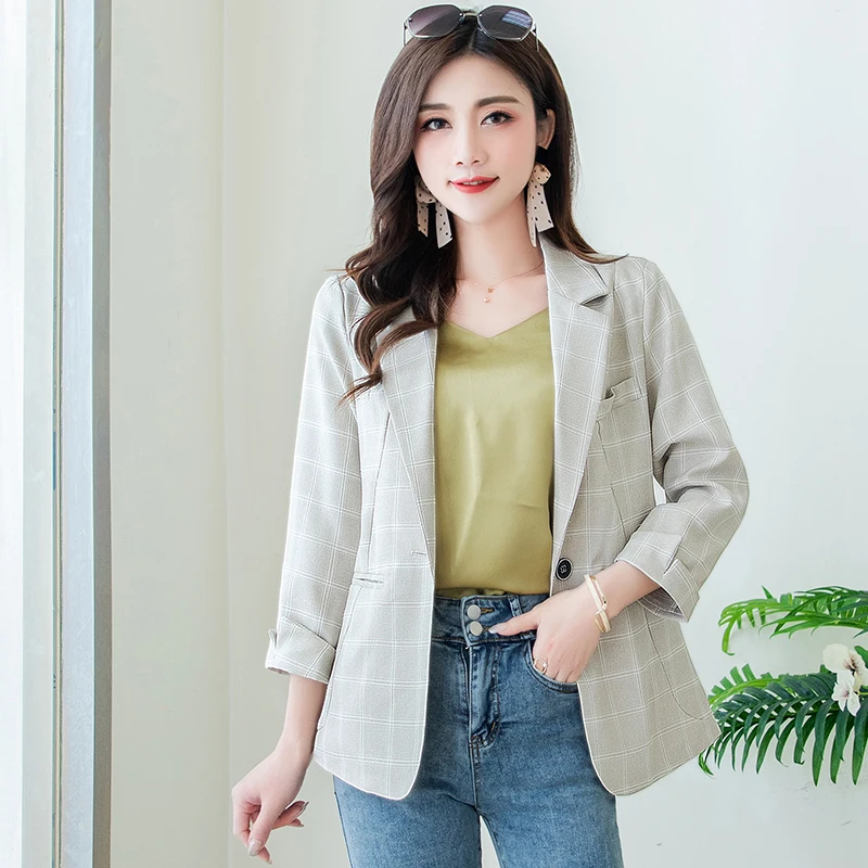 Fashion Nine Quarter Women Plaid Casual Blazer Single Button Design Women's Jacket Suits Blazer L-3XL
Fashion Nine Quarter Women Plaid Casual Blazer Single Button Design Women's Jacket Suits Blazer L-3XL