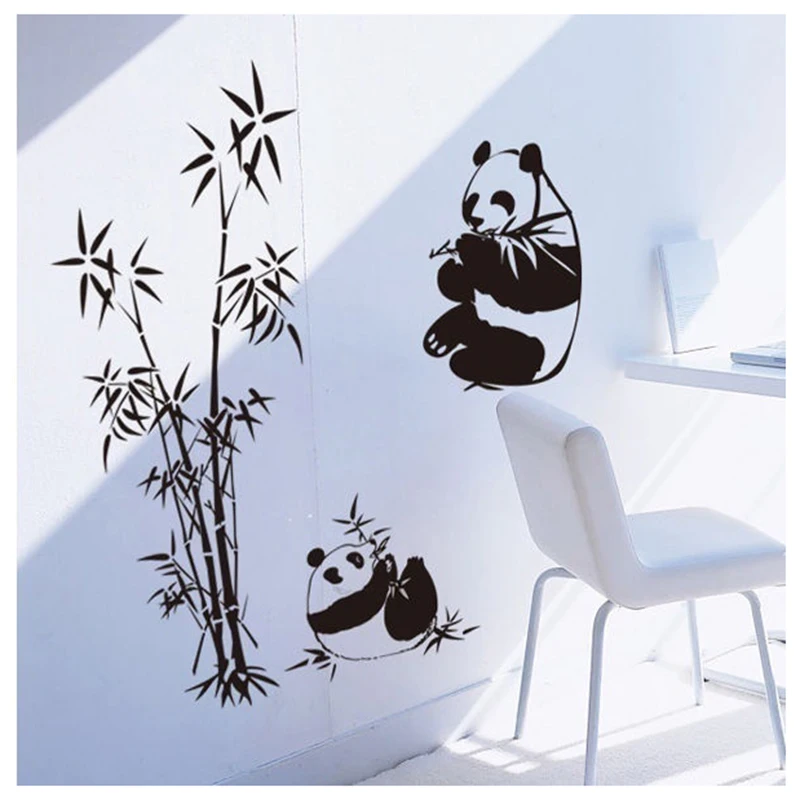 DIY Съемные панды едят бамбуковые виниловые наклейки настенные наклейки|Наклейки