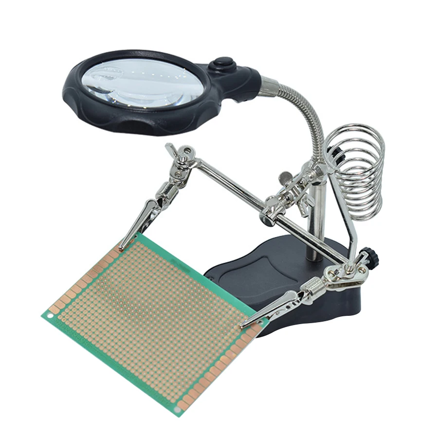 Desktop Magnifier Welding Magnifying Glass with LED Light Third Hand Soldering Iron Stand Magnifier Welding Rework Repair Tool
Desktop Magnifier Welding Magnifying Glass with LED Light Third Hand Soldering Iron Stand Magnifier Welding Rework Repair Tool