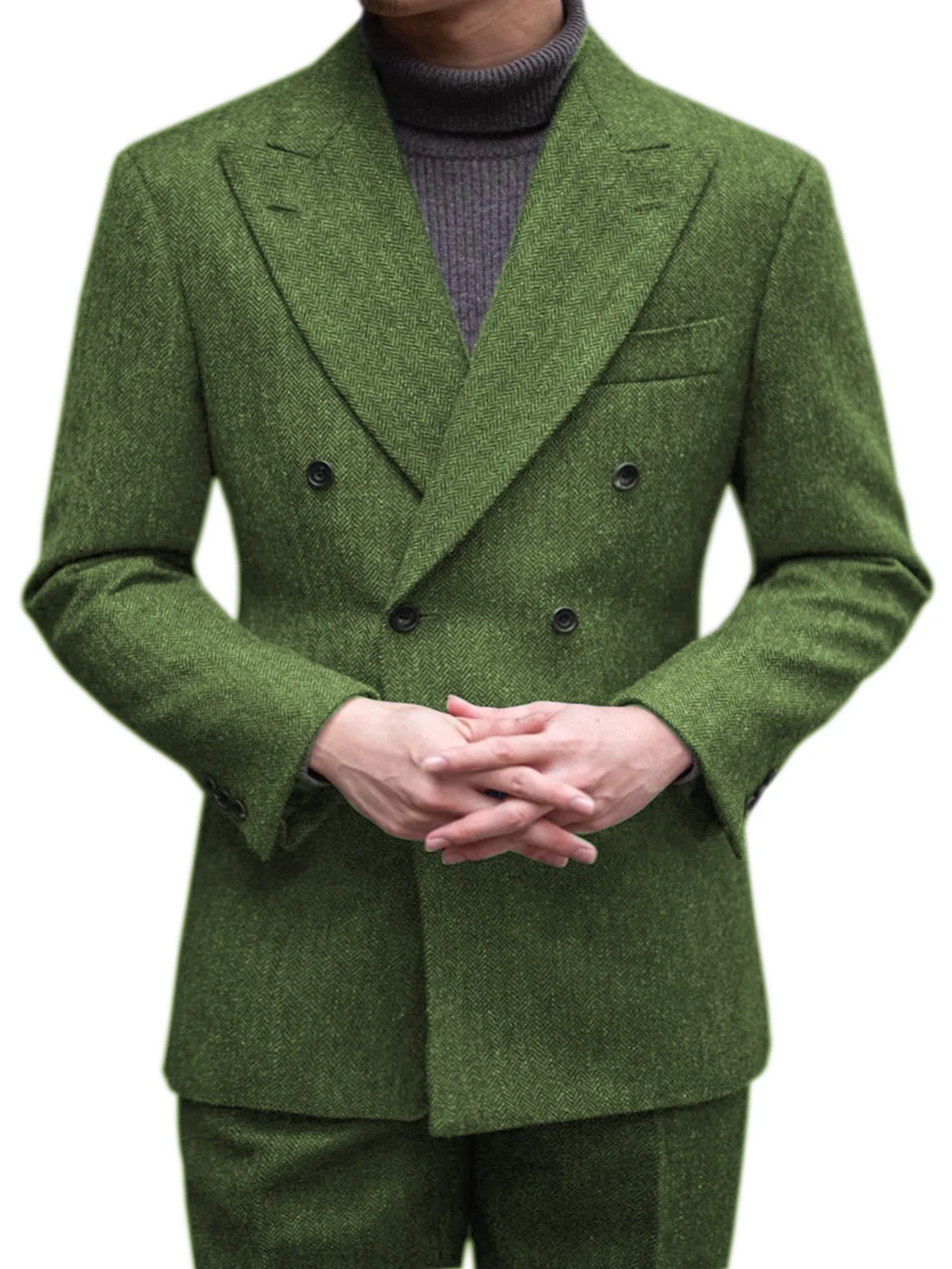 2 Piece Suit for Men Green Herringbone Wool Tweed Business Retro Classic Pattern Lapel Double Breasted For Wedding Male Suit
2 Piece Suit for Men Green Herringbone Wool Tweed Business Retro Classic Pattern Lapel Double Breasted For Wedding Male Suit