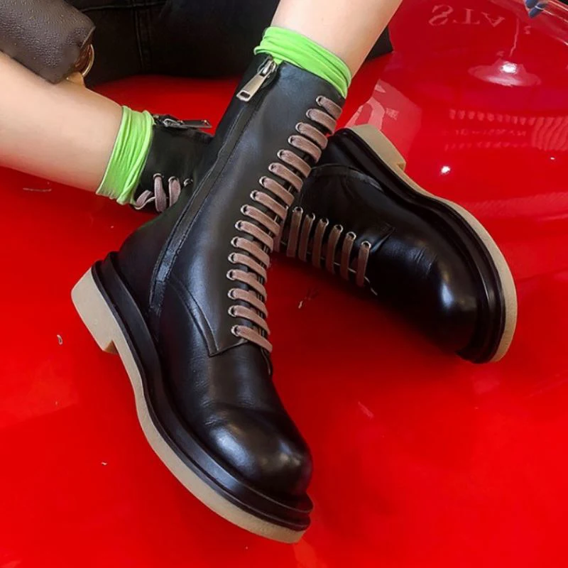 RIZABINA Women Short Boots Real Leather Thick Bottom Women Winter Shoes Fashion Cool Mid Calf Boots Ladies Footwear Size 34-39
RIZABINA Women Short Boots Real Leather Thick Bottom Women Winter Shoes Fashion Cool Mid Calf Boots Ladies Footwear Size 34-39