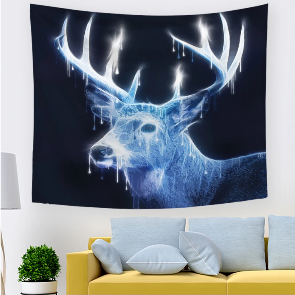 

2021 Sika Deer Tapestry Wall Hanging Wildlife Elk Herd HIippie Wall Tapestry For Bedroom Living Room Dorm Home Decor TV Backdrop