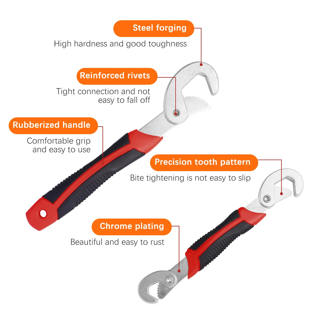 

Adjustable Wrench Spanner Set Multi-Functional Universal Quick Snap Soft Grip Portable Torque Ratchet Oil Filter Hand Tools