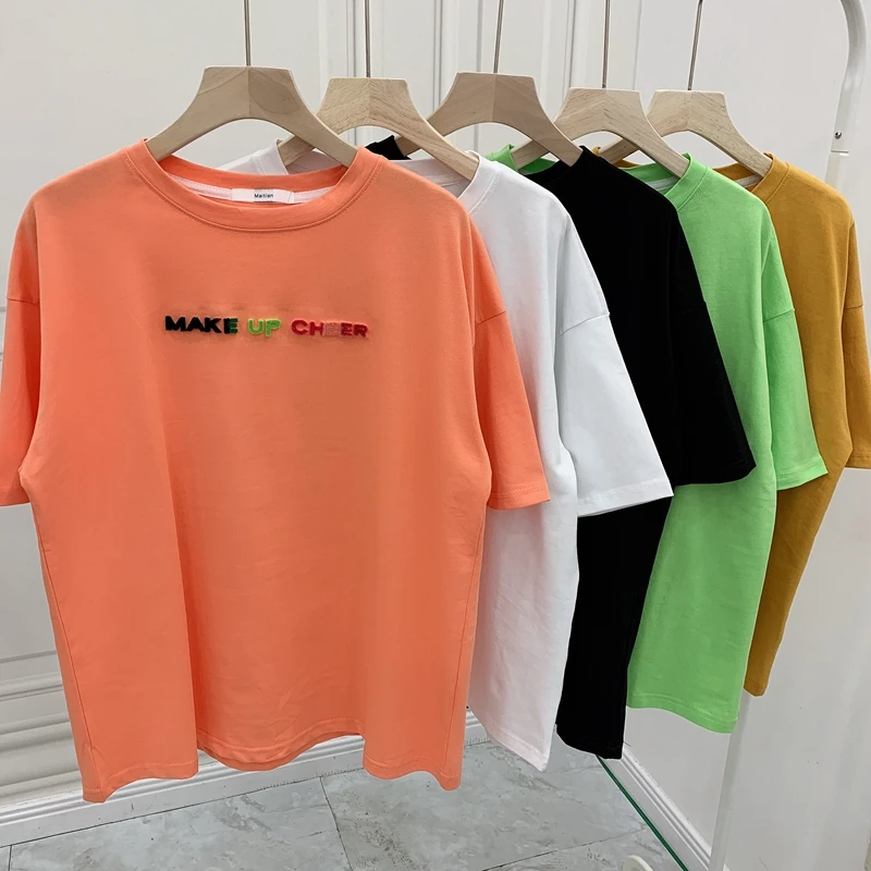 Women's Three-Dimensional Color Letter Short Sleeve T-shirt Loose Korean Chic Cotton Half Sleeve Summer Harajuku
Women's Three-Dimensional Color Letter Short Sleeve T-shirt Loose Korean Chic Cotton Half Sleeve Summer Harajuku