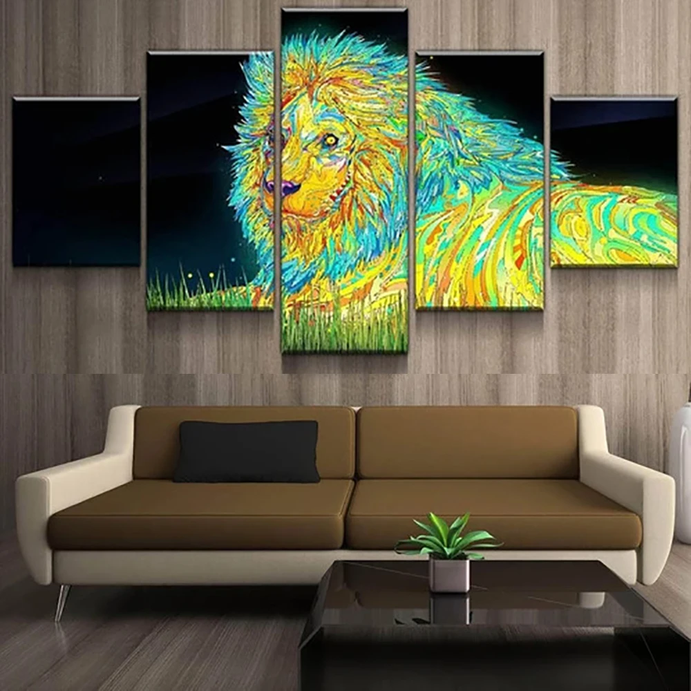 5 Pieces Wall Art Canvas Painting Animal Poster Psychedelic Lion Home Decoration Modular Pictures Modern For Living Room
5 Pieces Wall Art Canvas Painting Animal Poster Psychedelic Lion Home Decoration Modular Pictures Modern For Living Room