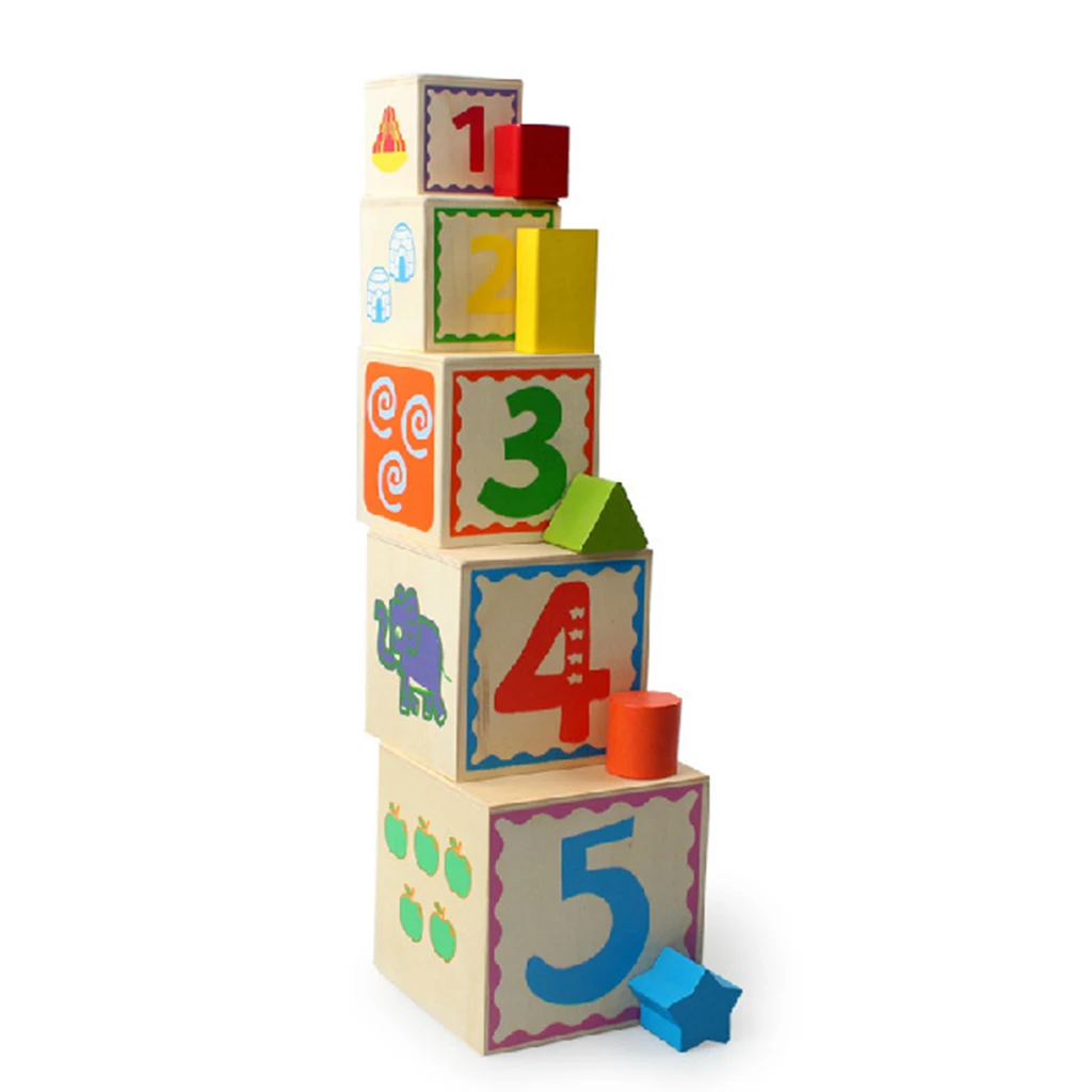 

Wooden Stackable Cubes Stacking Intelligence Game Children Eudcational Toy