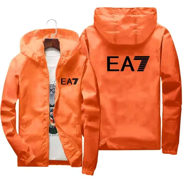 

Spring/summer new men's EA7 print casual jacket zippered hooded baseball jacket pilot outdoor mountaineering ski jacket windproo