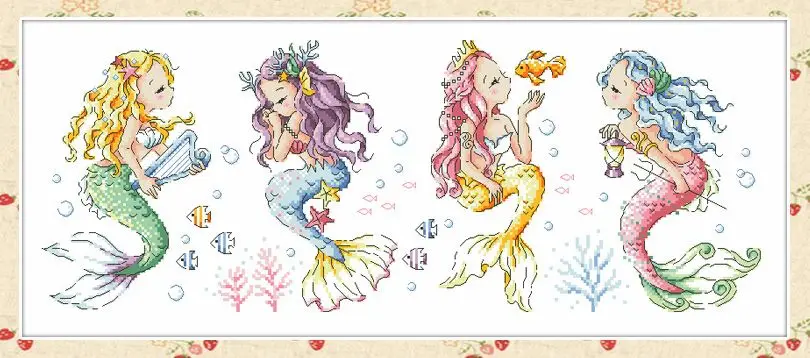 

HH Cross stitch kits Lovely Counted Cross Stitch Kit Princess Mermaids Mermaid Fairytale Fairy Tale Fairyland SO