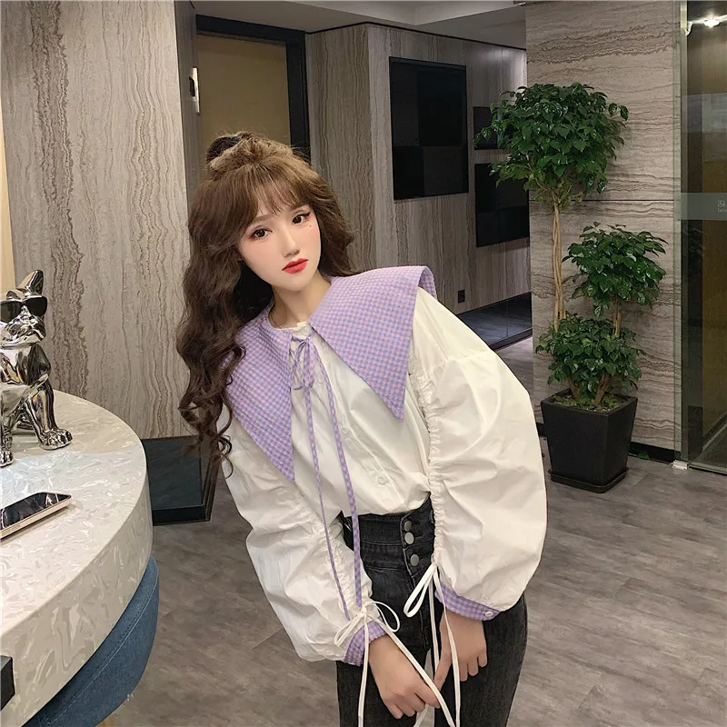White Shirts for Women Clothing Fashion New Turn-down Collar Long Sleeve Ladies Tops Loose Patchwork Plaid Blouses Sweet Style
White Shirts for Women Clothing Fashion New Turn-down Collar Long Sleeve Ladies Tops Loose Patchwork Plaid Blouses Sweet Style