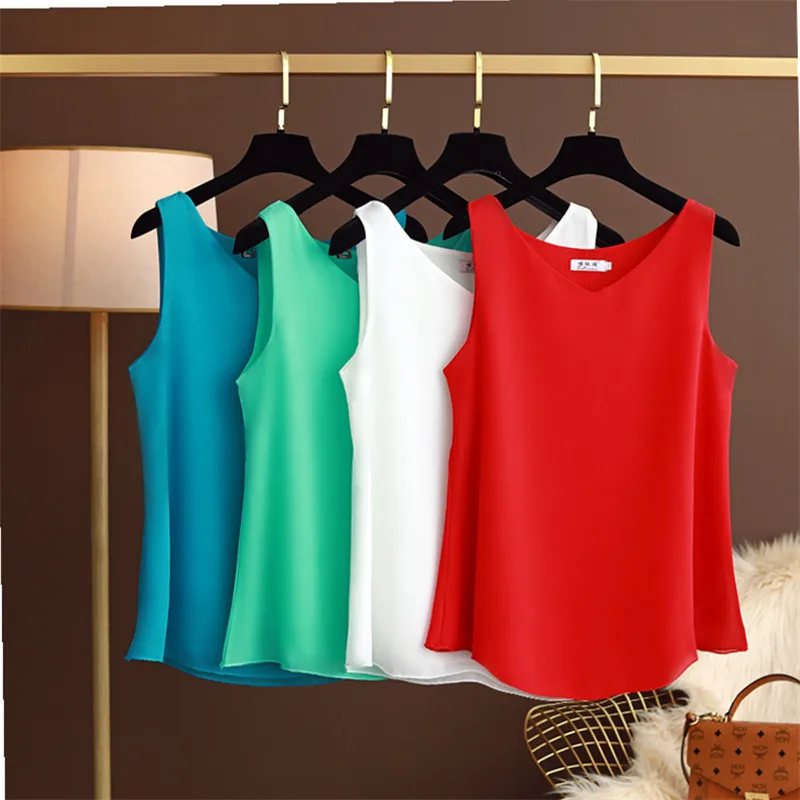 2021 Fashion New Brand Women's blouse Summer sleeveless Chiffon shirt Solid V-neck Casual blouse Plus Size 5XL Loose Female Tops
2021 Fashion New Brand Women's blouse Summer sleeveless Chiffon shirt Solid V-neck Casual blouse Plus Size 5XL Loose Female Tops
