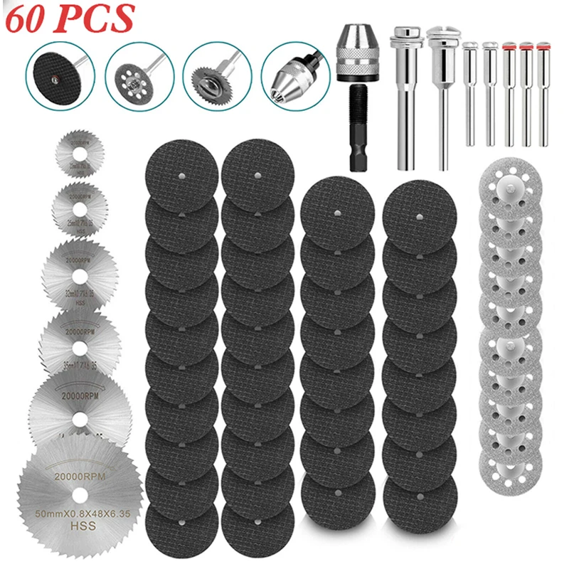 60pcs Diamond Cutting Discs Metal Saw Blade Set HSS Mini Circular Saw Blade For Dremel Rotary Tools Resin Cut-Off Wheels Diamond
60pcs Diamond Cutting Discs Metal Saw Blade Set HSS Mini Circular Saw Blade For Dremel Rotary Tools Resin Cut-Off Wheels Diamond