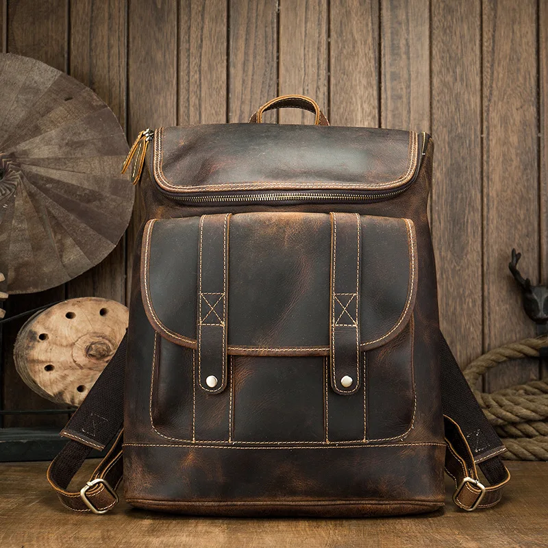 Handmade Genuine Leather Backpack Men's Outdoor Travel Laptop Bag Large Capacity Zipper Student Outdoor Camping Backpack LD084
Handmade Genuine Leather Backpack Men's Outdoor Travel Laptop Bag Large Capacity Zipper Student Outdoor Camping Backpack LD084