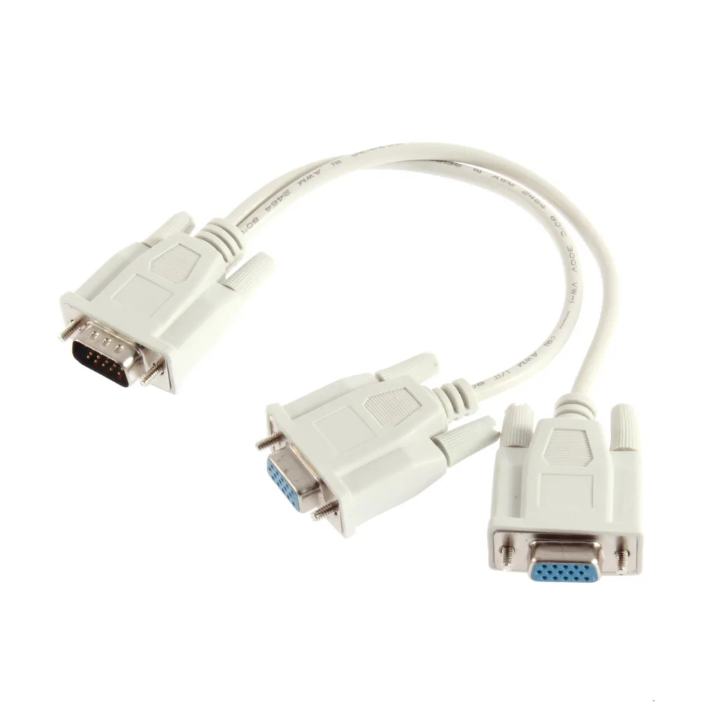 

RGB VGA SVGA Male to 2 VGA two HDB15 Female Splitter Adapter extension Cable w/ core VGA splitter adaptor connector converter