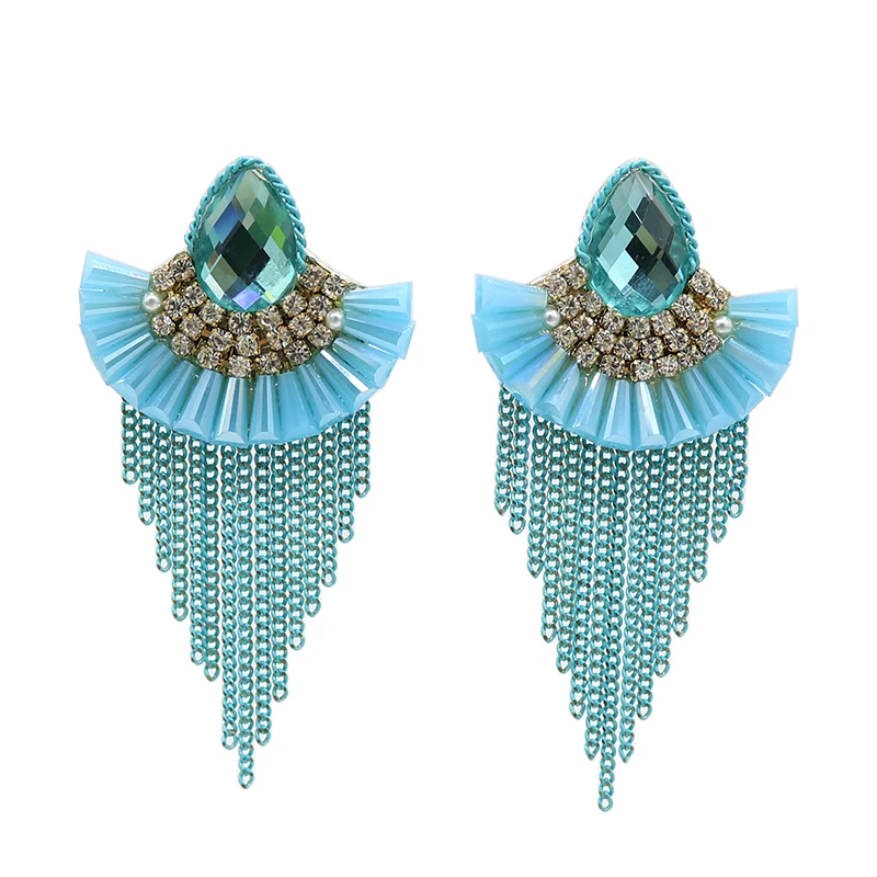 Rhinestone Crystal Fan Shaped Statement Earrings 2020 Metal Chain Drop Long Tassel Earrings For Women Handmade Fashion Jewelry
Rhinestone Crystal Fan Shaped Statement Earrings 2020 Metal Chain Drop Long Tassel Earrings For Women Handmade Fashion Jewelry