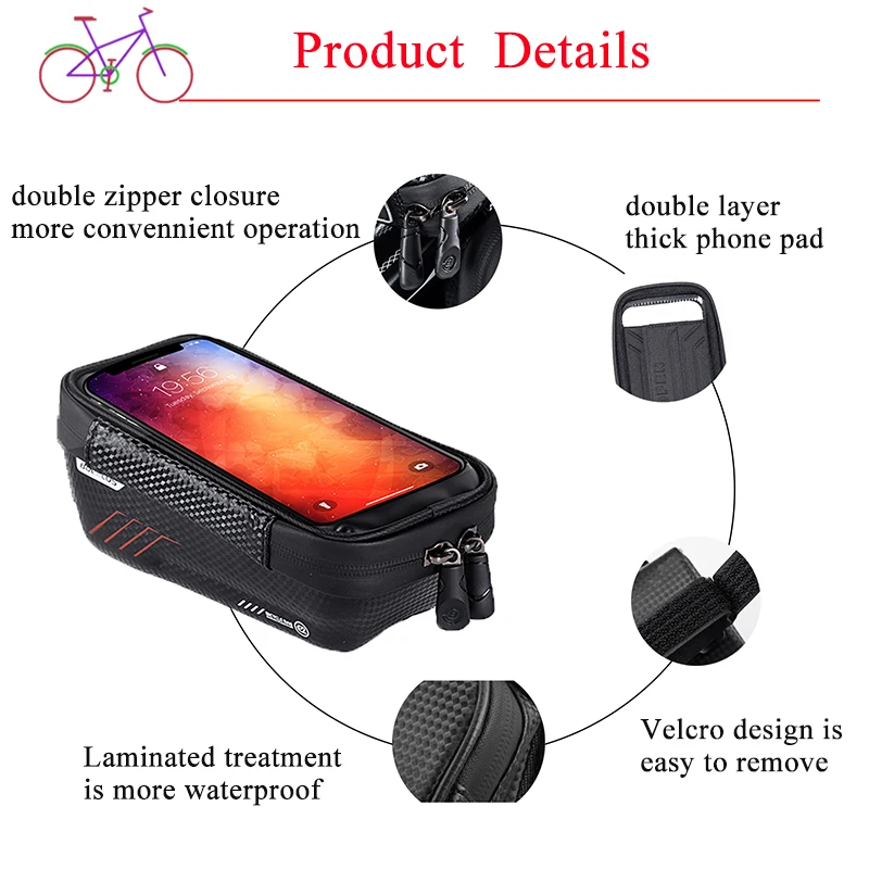 BUCKLOS Bicycle Top Tube Bag Cycling TPU Touch Screen Phone Bag Fit IPhone Samsung Huawei Xiaomi Mobile Phone Bike Bag
BUCKLOS Bicycle Top Tube Bag Cycling TPU Touch Screen Phone Bag Fit IPhone Samsung Huawei Xiaomi Mobile Phone Bike Bag