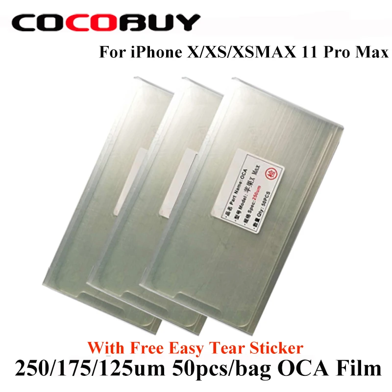 50pcs/Lot 250um/175um OCA Optical Clear Adhesive for iPhone X XS Max XR 11 Pro Max OCA Glue Touch Glass Lens Film Laminator Glue
50pcs/Lot 250um/175um OCA Optical Clear Adhesive for iPhone X XS Max XR 11 Pro Max OCA Glue Touch Glass Lens Film Laminator Glue